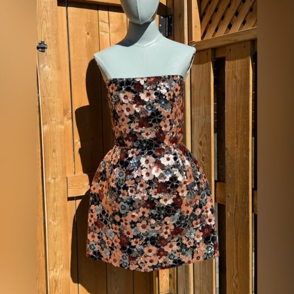 🆕 BRONX & BANCO 🧿 NWOT Maraya Floral Sequin Mini Dress, Pink Multi, Sz S US 4 - Picture 3 of 17